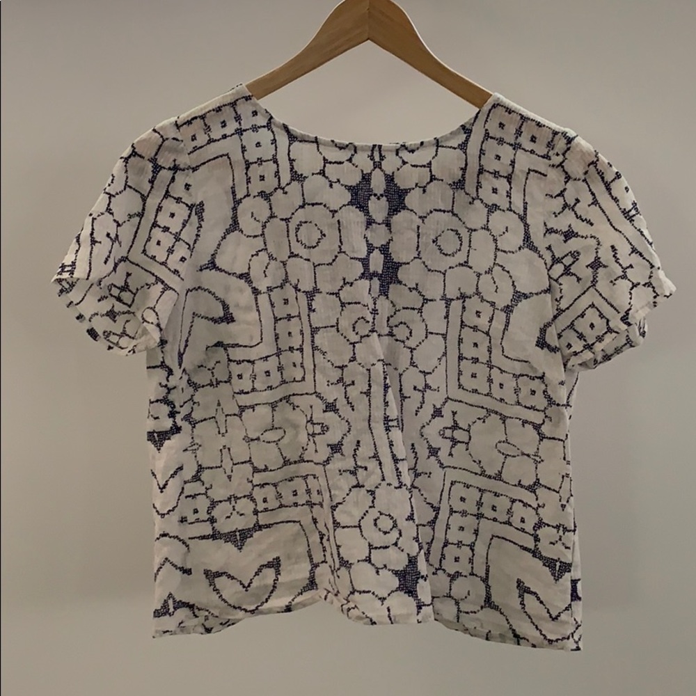 Madewell White Short-Sleeve Floral Tile Print Tee